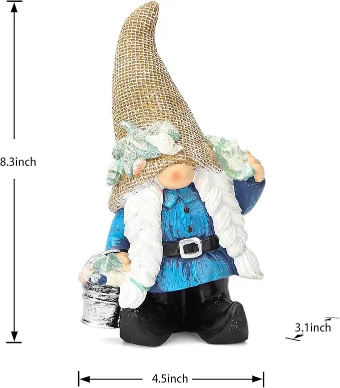 Leekung Gnome Statue Garden Decor - Ocean Gnome Figurine for Patio Lawn Yard Backyard Outdoor Indoor Home Decoration,Summer Gnomes with Shells Starfish,Swedish Beach elf tomte, for Women by GreenHaven Gardens