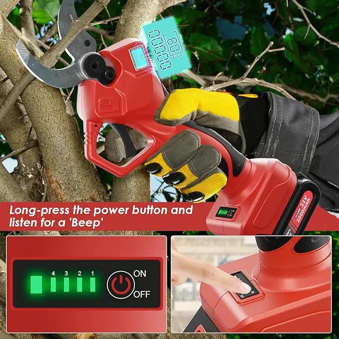 Electric Pruning Shears, 50mm 1.96" Cutting Diameter Cordless Power Pruner with 2Pcs Rechargeable Batteries, Tree Branch Cutter with SK7 High Carbon Steel Blade for Gardening Pruning by GreenHaven Gardens