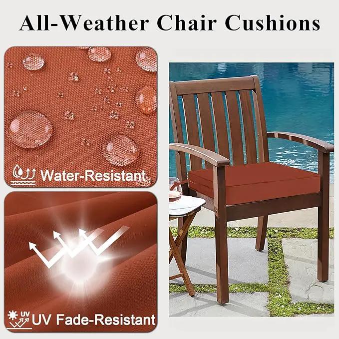 Outdoor Chair Cushions Set of 2 for Patio Furniture 22x22x4 Inch Waterproof Patio Chair Cushion 3 Year Color Fastness Square Elastic Foam Garden Sofa Couch Pads with Ties and Handle,Spice by GreenHaven Gardens