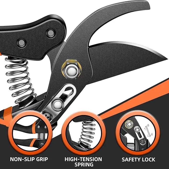 Pruning Shears for Gardening, 8.5" Professional Bypass Garden Scissors & Hedge Clippers for Branch, Plant Trimming, Heavy Duty Hand Pruner【Titanium Blade】【Arthritis Friendly】【Ergonomic Handle】 by GreenHaven Gardens