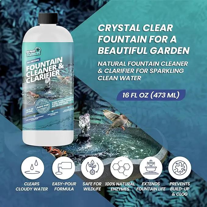 16oz Water Fountain Cleaner - Cleans 80 Gallons of Water, Bird Bath Cleaner Safe for Birds and Wildlife, Ideal for Indoor & Outdoor Use - Prevents Dirt Build-Up and Clog, Safe for Stone, Metal & More by GreenHaven Gardens