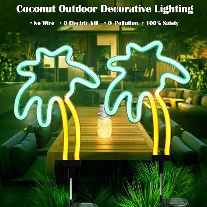SunKite Solar Garden Lights - Coconut Solar Decorative Stake Lights Outdoor Waterproof Solar Neon Lights for Garden,Yard, Lawn, Pathway,Patio,Backyard,Pool,Hawaii Decor(2 Pack) by GreenHaven Gardens