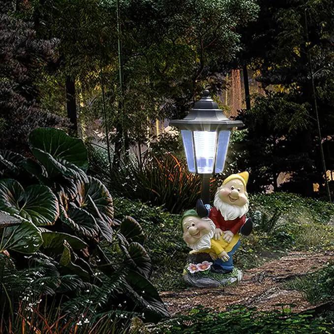 Solar Garden Country Farm Gnomes with Light, Outside-Outdoor Decorations Funny Playing Gnomes for Patio Yard Lawn Walkway Ornaments Clearance Housewarming Gifts for Mom Grandma Birthday by GreenHaven Gardens