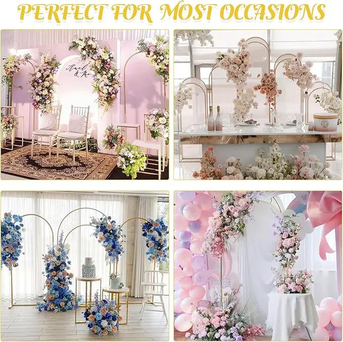 Gold Metal Arch Backdrop Stand 2 Set 7.2FT, 6FT Wedding Arch Stand Arched Door Frame for Birthday Party Baby Shower Ceremony Indoor Outdoor Celebration Decor (7.2FT, 6FT) by GreenHaven Gardens