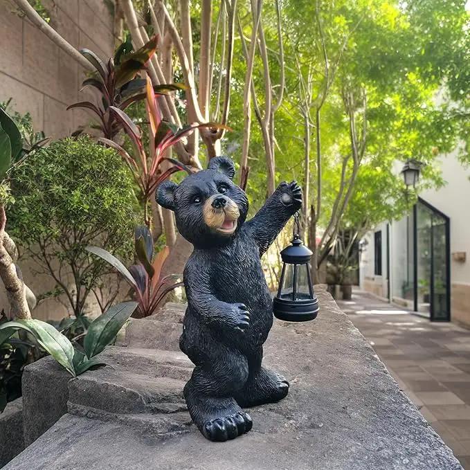 Solar Lantern Garden Statue Decoration, Outdoor Bear Statue Lights for Patio Patio Decor - Unique Housewarming Gift for Grandma Wowen Mom Friend, Cute Spring Ornament by GreenHaven Gardens