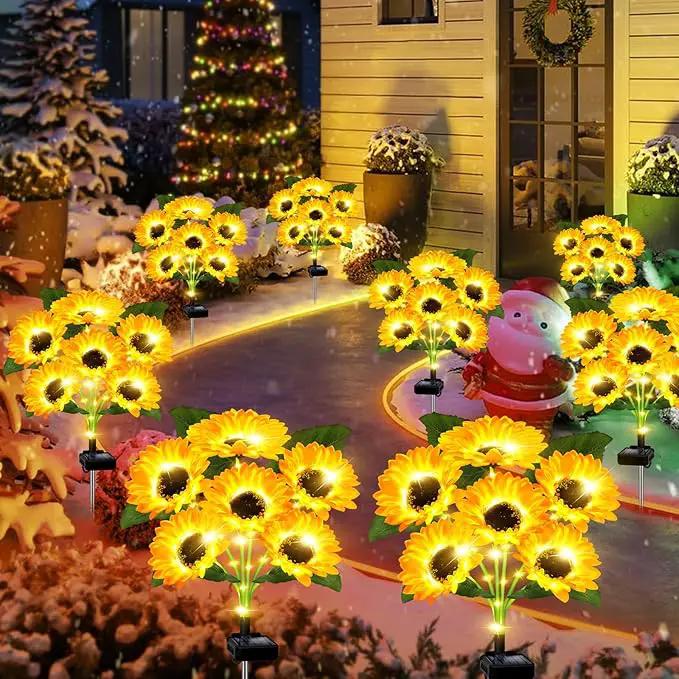 Solar Lights Outdoor Garden Decor,4 Pack with 24 Sunflower Lights,Solar Flowers Lights Waterproof,Sunflowers Gifts for Mom Women Grandma Birthday,Decorative Stakes Lights for Yard Patio Lawn by GreenHaven Gardens