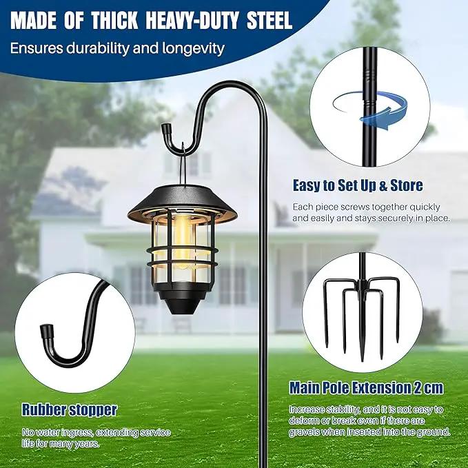 Ottsuls Shepherds Hooks for Outdoor - 60" Heavy Duty Bird Feeder Pole with 5 Prong Base, Adjustable Stand Hanger for Garden Plant, Hummingbird Feeder, Lantern Lights - Haning Wedding Decor (1 Pack) by GreenHaven Gardens