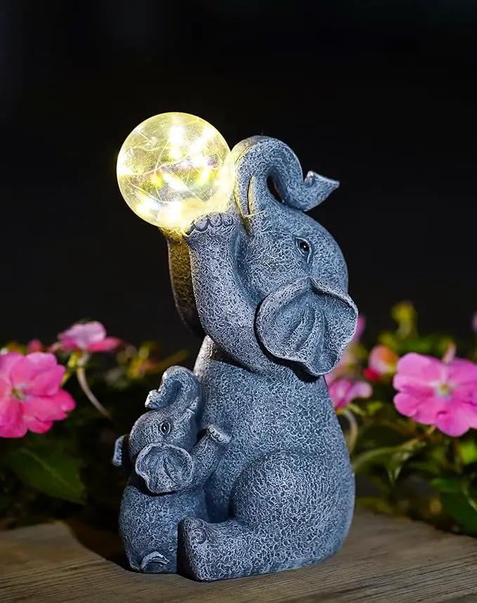 Goodeco Solar Elephant Statue - Outdoor Decor with LED Lights - Grey Resin - Ideal Gift for Elephant Lovers & Garden Enthusiasts by GreenHaven Gardens