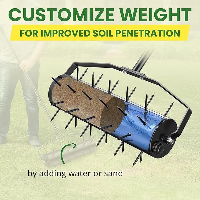 Manual Roller Lawn Aerator,Heavy-Duty Hand Lawn Aerator with Pre-Attached Spike for Yard and Garden,Easy-to-Assemble Lawn Aerator Tool for Compact Soil,Lawn Aerator for Lawn Care (Black) by GreenHaven Gardens