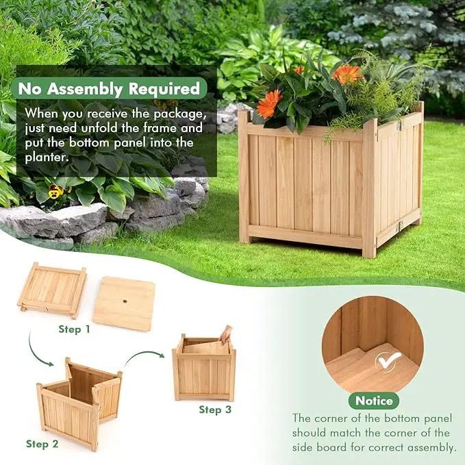 COSTWAY Planter Garden Bed, Folding Planter Box with Drainage Holes for Vegetables, Herbs, Fruits & Flowers, Outdoor Indoor Raised Planting Bed for Patio, Backyard, Lawn, 15" L x 15" W x 14" H by GreenHaven Gardens
