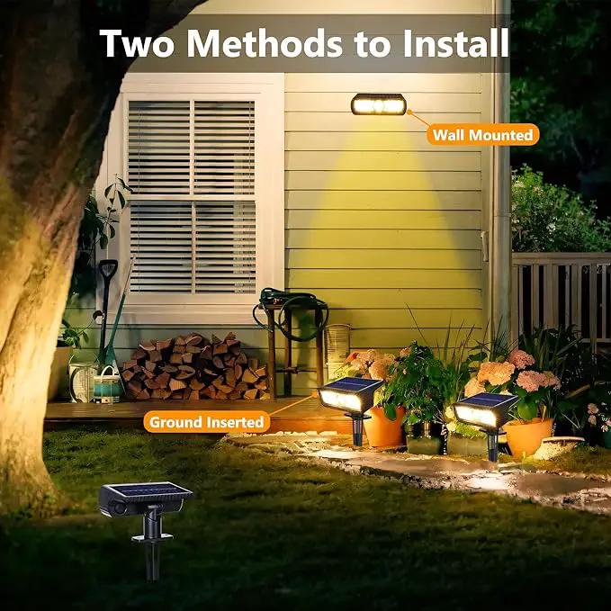 Toodour Solar Spot Light Outdoor, 6 Pack Solar Lights Outdoor with 2 Modes, Waterproof Solar Powered Flood Lights Landscape Lighting for Yard Garden Home Pathway Walkway Outdoor Decor - Warm White