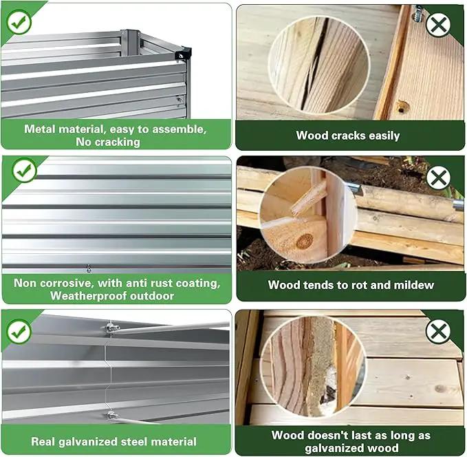 MGNO 2pcs 8x4x1FT Galvanized Raised Garden Bed-Outdoor Planter Box for Vegetables-Metal Garden Bed,Rectangle Planting Box for Herb,Flower by GreenHaven Gardens