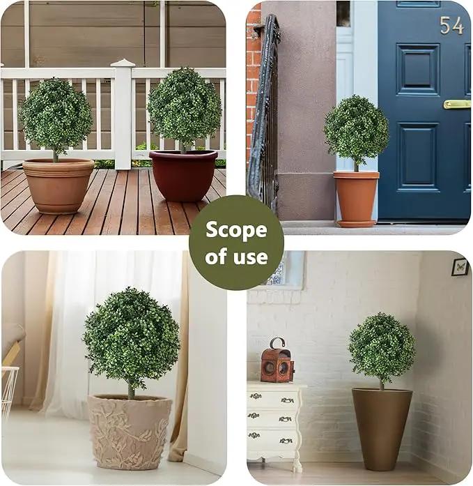 28" Artificial Boxwood Topiary Ball Trees with Ground Spike for Outdoor,Set of 2 UV Resistant Artificial Shrub Bushes,Artificial Plants,Fake Boxwood Plants for Indoor, Garden, Yard,Patio Décor by GreenHaven Gardens