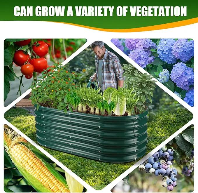 17" Tall Elevated Oval Metal Raised Garden Bed - 4ft x 2ft in Size and 0.8MM Thick Durable Planter Bed/Box for Vegetables Flowers Succulent at Patio/Garden Outdoor (Dark Green, 4X2X1.4 FT) by GreenHaven Gardens