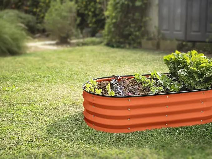 Galvanized Raised Garden Beds Outdoor // 4×2×1 ft Planter Raised Beds for Gardening, Vegetables, Flowers (Orange) // Large Metal Garden Box by GreenHaven Gardens