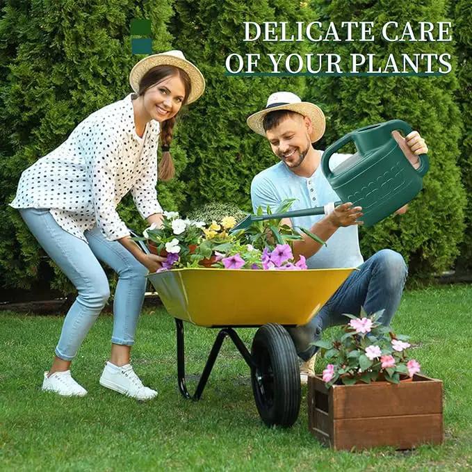 2 Gallon Watering Can for Outdoor Plants with Removable Long Spout and Stainless Steel Sprinkler Head, Large Plastic Watering Can for Garden Flowers Plants by GreenHaven Gardens