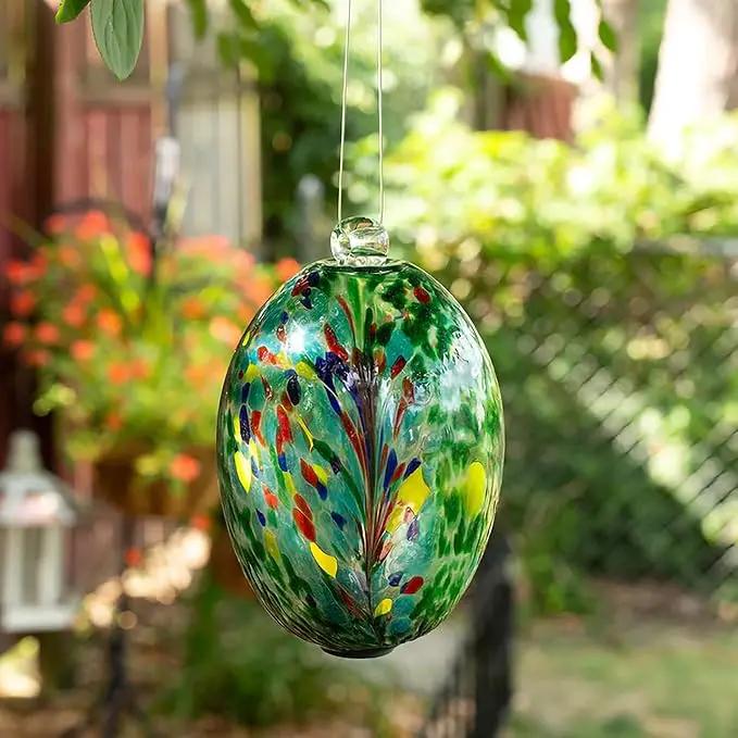 Echo Valley 4616 LED Solar Lanterns and Orbs, Luminous, Hand-Blown Art Glass, Green by GreenHaven Gardens
