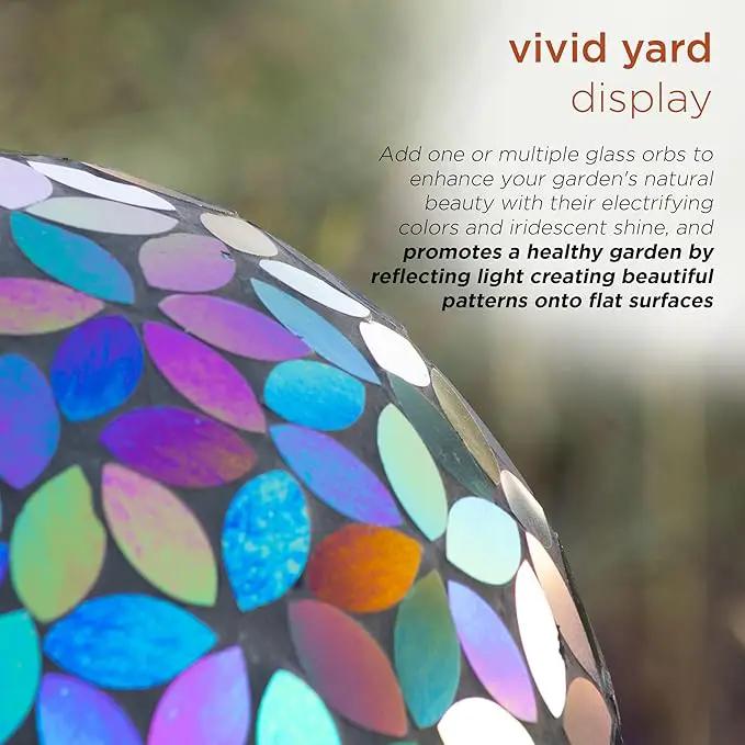 Alpine Corporation 10" Diameter Indoor/Outdoor Glass Mosaic Gazing Globe Yard Decoration, Purple Pearlized Petals Design by GreenHaven Gardens