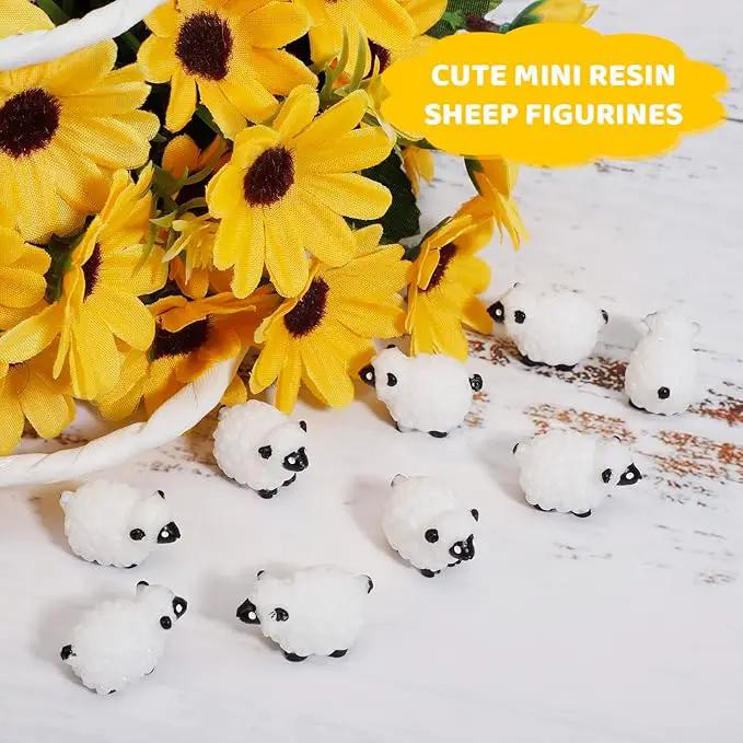 100Pcs Mini White Sheep Miniature Resin Sheep Figurines Cute Little Figurines Fairy Outdoor Moss Ornaments Landscape Figurines Garden DIY Ornament Accessories for Indoor Outdoor by GreenHaven Gardens