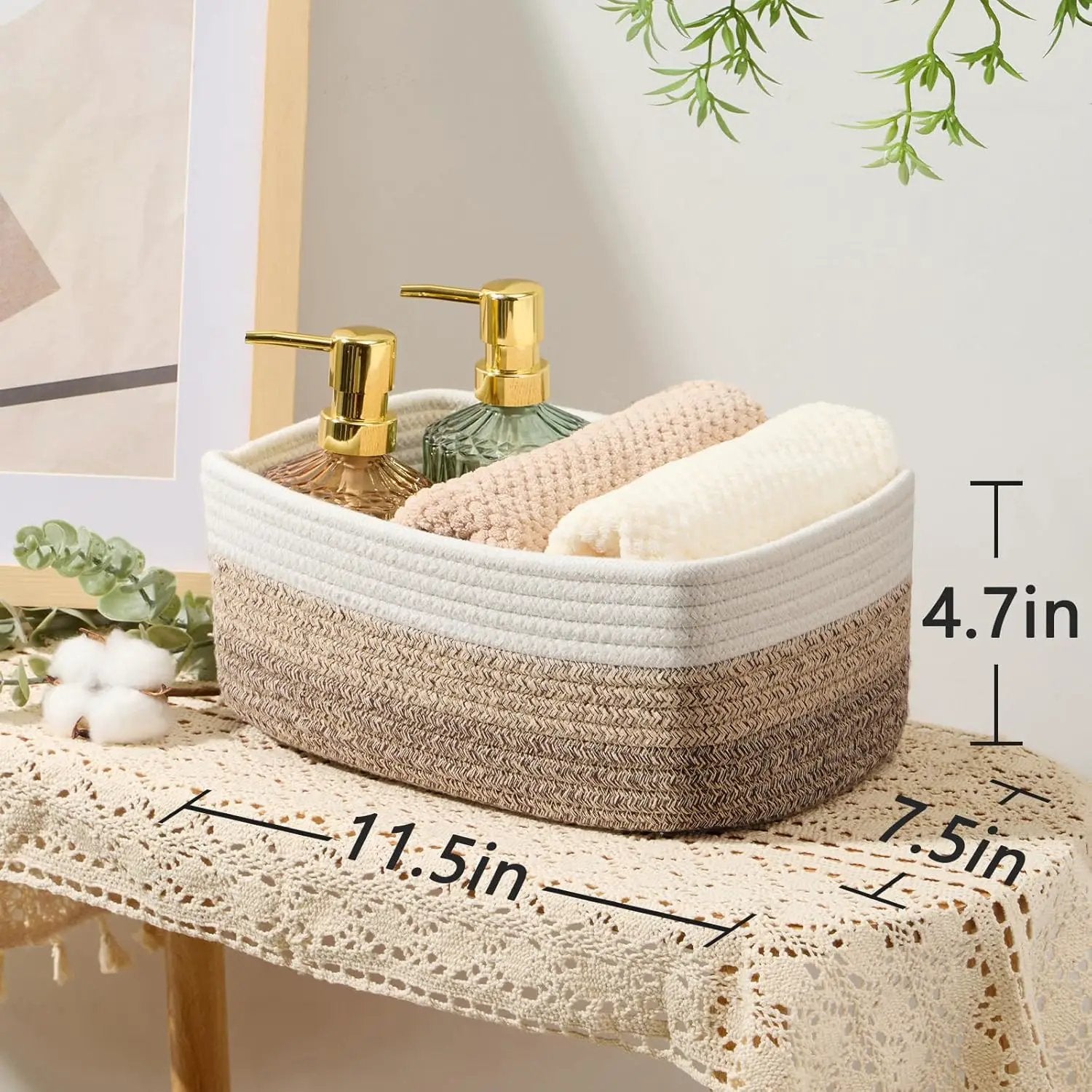 Small Storage Baskets for Organizing | Closet Organizer Bins | Shelf Toy Basket | Woven Rope Baskets | Cube Decorative Box | Shallow Basket |11.5x7.5x4.7”| 4 Packs Gradient Brown by GreenHaven Gardens