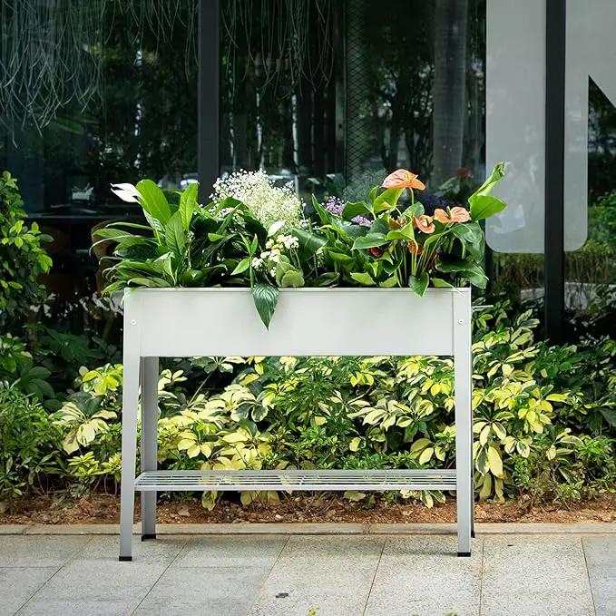 Raised Garden Bed, Garden Raised Planter Box with Legs, Galvanized Garden Planter for Herbs and Vegetables (40" Grey) by GreenHaven Gardens