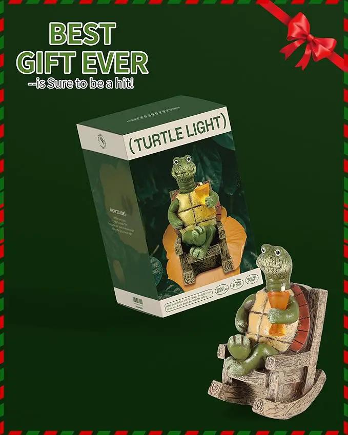 iStatue Solar-Powered Turtle Figurine Light with Glowing Cup - 5.5 in Lifelike LED Decorative Lamp for Outdoor Ambiance - Patio Table, Yard & Garden Decor (Turtle) by GreenHaven Gardens