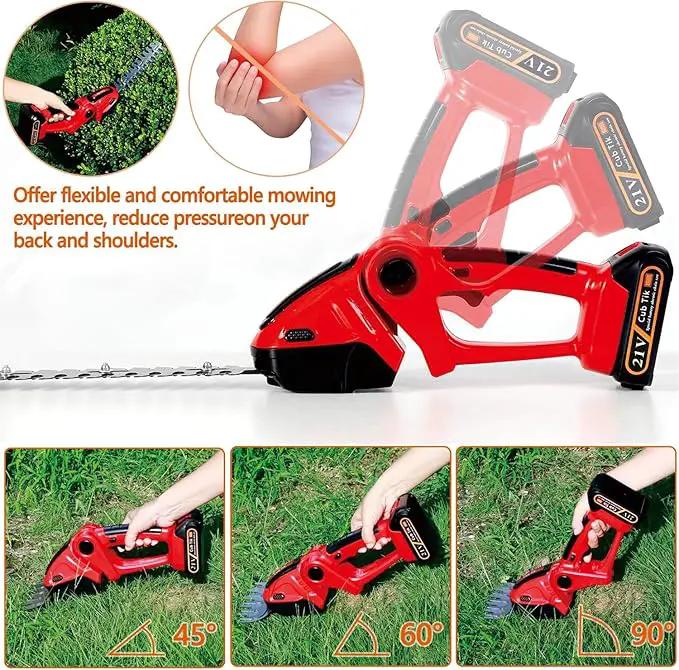 Hedge Trimmer Cordless 2 in 1 Handheld Grass Shears Mini Shrubbery Grass Cutter Electric Brush with Battery and Charger (Mordern) by GreenHaven Gardens