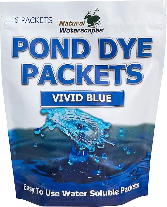 Vivid Blue Pond Dye Packets - 6 Water Soluble Packs of Lake Dye Treatment by GreenHaven Gardens