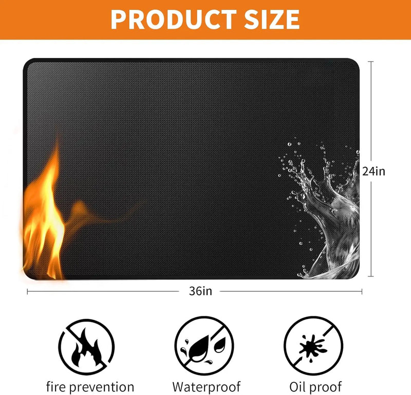 Heat Resistant Grill Mat, 24 x 36 inches Double-sided fireproof and waterproof BBQ protection mat Multi-Purpose for Grills Pizza Ovens Smokers Black by GreenHaven Gardens