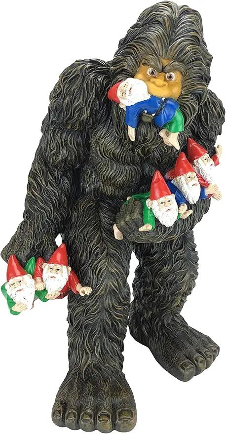 GlitZGlam Large Miniature Bigfoot and Gnomes for Fairy Garden. A Large Gnome Figurine (13 inch High) and Fairy Garden Accessory by GreenHaven Gardens