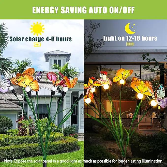 Flumy 2 Pack Solar Firefly Lights + 2 Pack Solar Butterfly Lights for Yard, Patio, Pathway, Lawn, Walkway, Camping, Pool, Solar Ground Lights Walkway Lights Deck Lights by GreenHaven Gardens