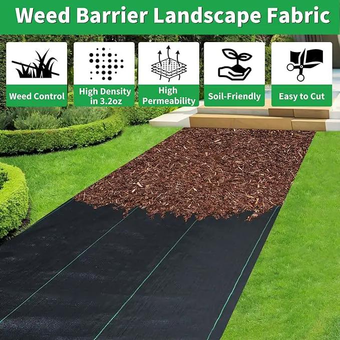 6FT X 330 FT Weed Barrier Landscape Fabric Heavy Duty,3.2 OZ Premium Garden Weed Blocker Fabric for Weed Control, Plastic Ground Cover with Woven Weed Cloth,Durable Landscaping Fabric by GreenHaven Gardens