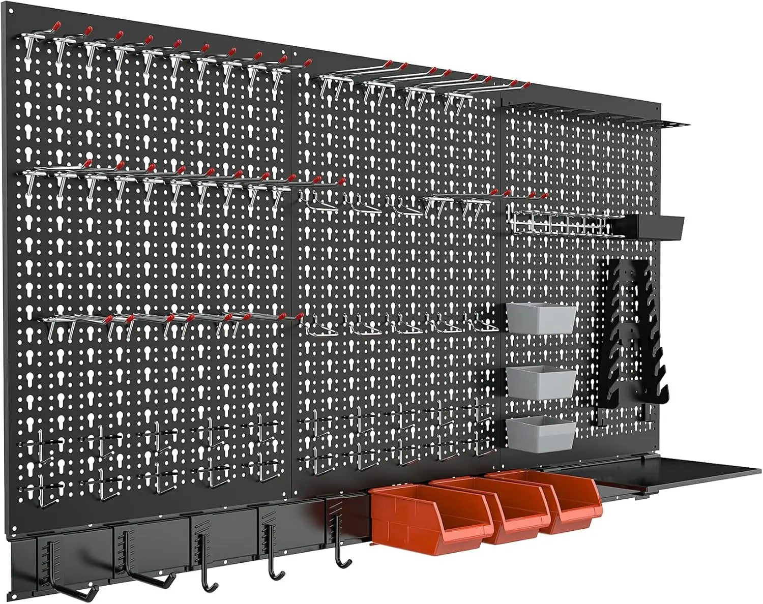 TORACK Metal Pegboard Wall Organizer System for Garage, 109PCS Pegboard Accessories Organizer Kit with Pegboard Bins, Hooks, Peg Locks, Pegboard Storage System for Workbench(Black) by GreenHaven Gardens