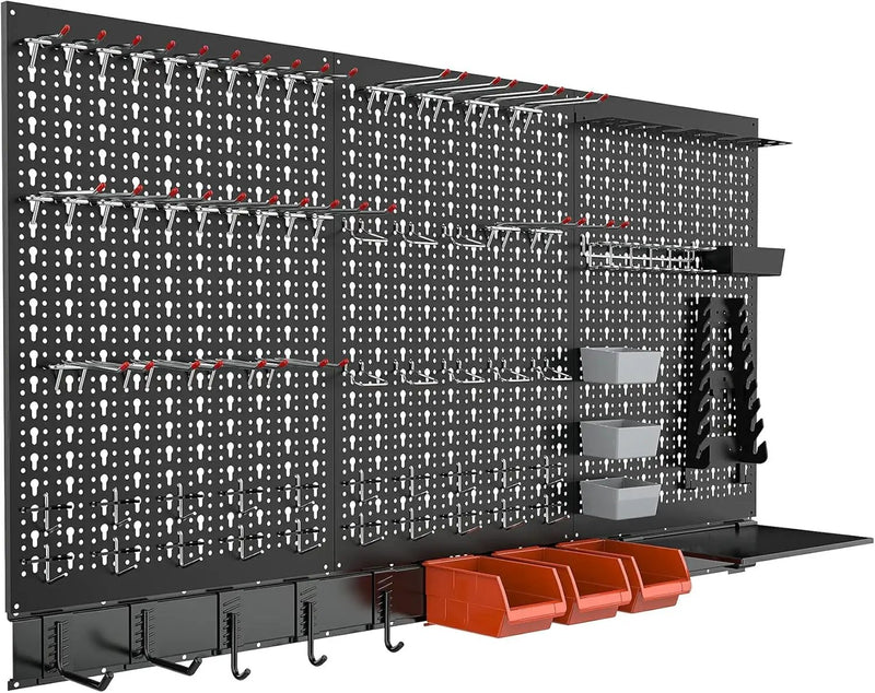 TORACK Metal Pegboard Wall Organizer System for Garage, 109PCS Pegboard Accessories Organizer Kit with Pegboard Bins, Hooks, Peg Locks, Pegboard Storage System for Workbench(Black) by GreenHaven Gardens