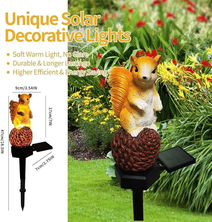 QH & Garden 2-Pack Squirrel and Turtle Garden Statues Decor，LED Waterproof Animals Lights for Garden, Balcony, Yard, Lawn, Pathway, Walkway - Garden Solar Powered Outdoor Decor by GreenHaven Gardens