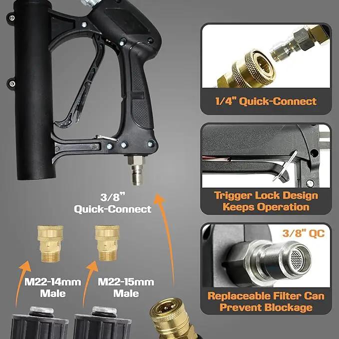 EDOU 20-Inch Dual Handle Pressure Washer Surface Cleaner, Wheels - Heavy Duty Composite Surface Pressure Washer - 4000 PSI Max - Includes 3/8-Inch Quick Connector Kit, Teflon Tape, Adapter Set by GreenHaven Gardens