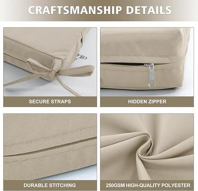 24x24 Inch Outdoor Cushions for Patio Furniture Set of 2, Waterproof Outdoor Chair Cushions w/Fade-Resistant, Removable & Machine-Washable Covers, Deep Seat Sofa/Couch Pad Replacement, Cream by GreenHaven Gardens