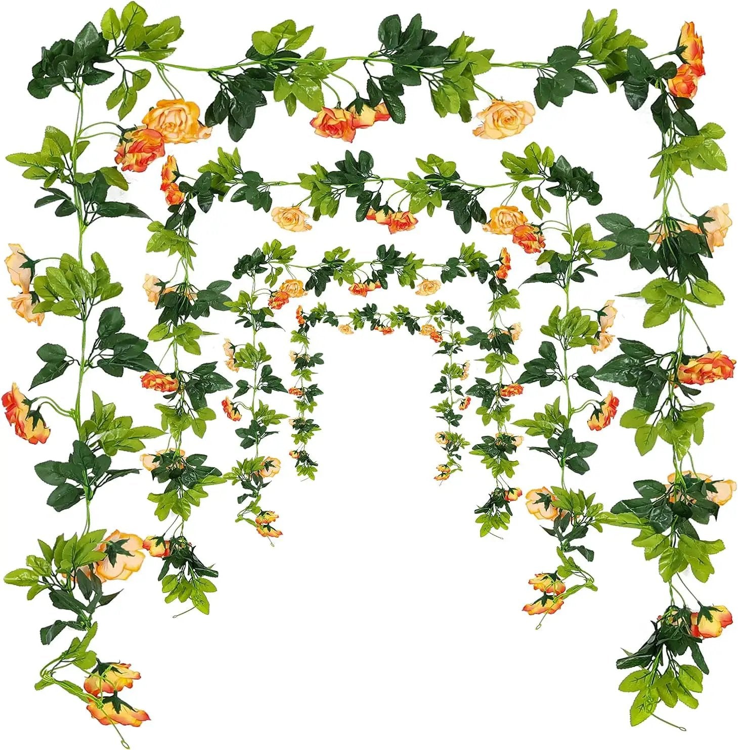 JUSTOYOU 2 Pack (15.8FT) Fake Rose Garland, Artificial Rose Vines Flowers Hanging Silk Rose Vine Wedding Home Backdrop Party Arch Arrangement Decoration by GreenHaven Gardens