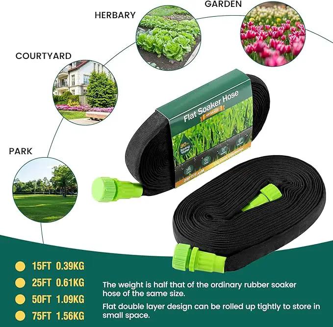 Soaker Hose 50ft for Garden Beds, Drip Irrigation Hose Saves 80% Water, Leak Proof Sprinkler Hose For Garden, Lawn, Flower Bed, Vegetable Field (50FT) by GreenHaven Gardens