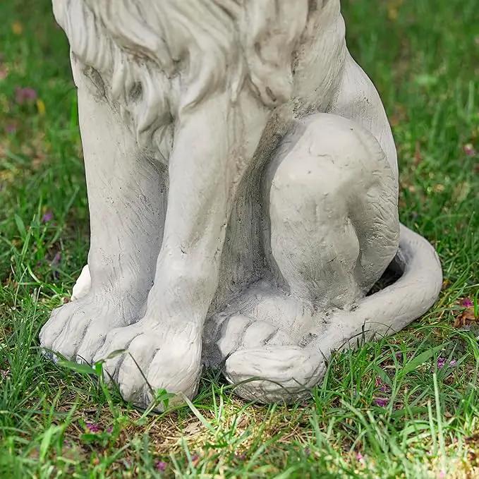 Glitzhome Guardian Sitting Lion Garden Statue MGO Outdoor Decoration, 27.75" H, White by GreenHaven Gardens