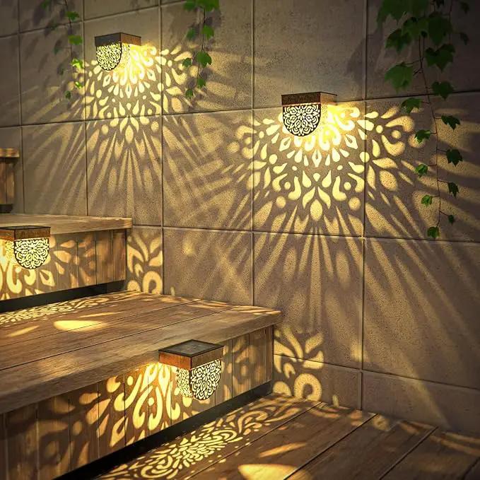 Solar Fence Lights 6 Pack Solar Deck Lights Outdoor Waterproof LED Solar Powered Step Lights Wall Lights Outdoor Decorations Warm Yellow Light Decorative Lighting for, Front Door, Backyard (Gold) by GreenHaven Gardens
