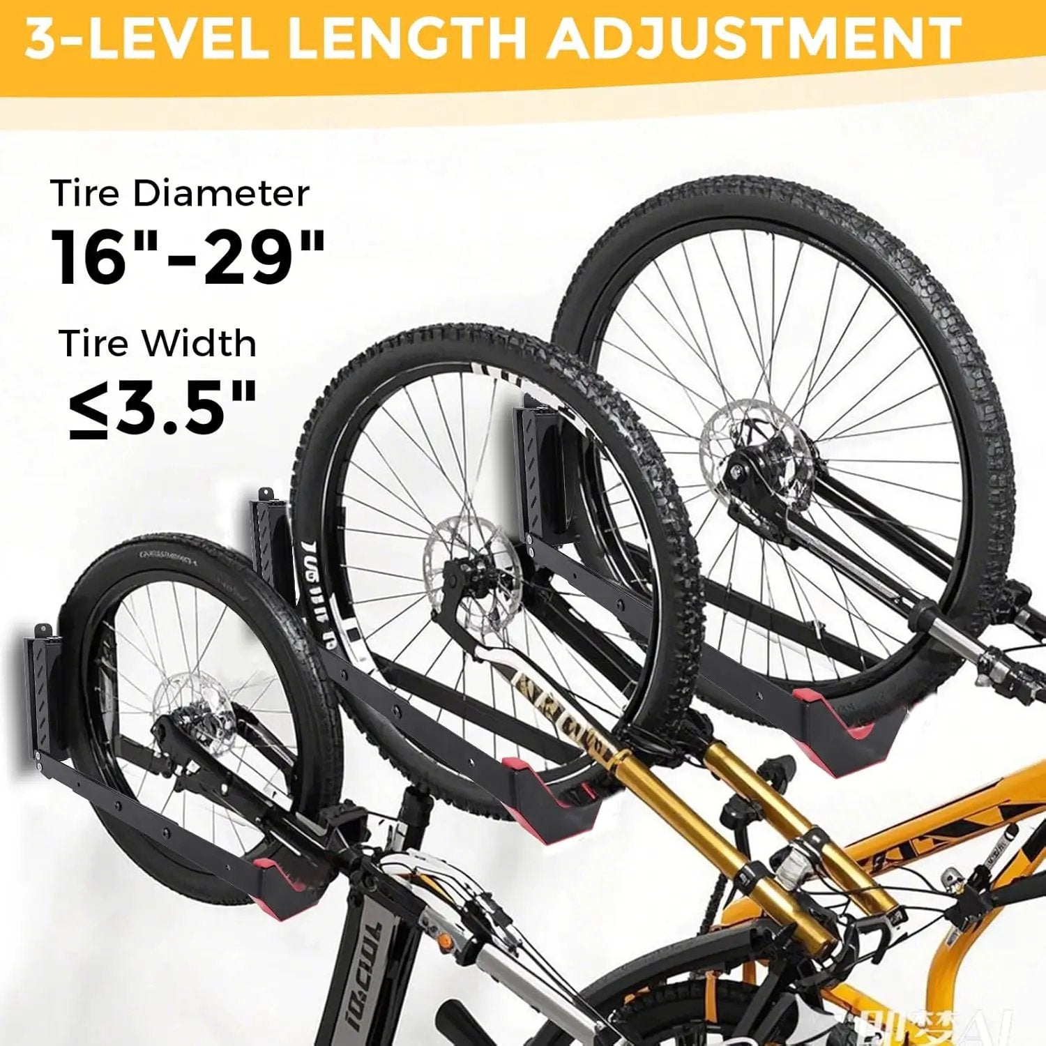 Swivel Bike Wall Mount, Vertical Bicycle Hook Hangers, Can Hold Up to 77 lbs, Cycle Wall Hanger for 16-29 Inch Diameter Wheels by GreenHaven Gardens