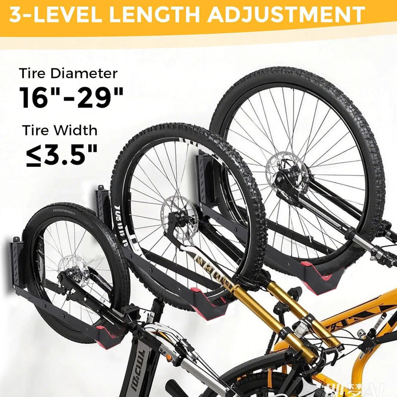 Swivel Bike Wall Mount, Vertical Bicycle Hook Hangers, Can Hold Up to 77 lbs, Cycle Wall Hanger for 16-29 Inch Diameter Wheels by GreenHaven Gardens