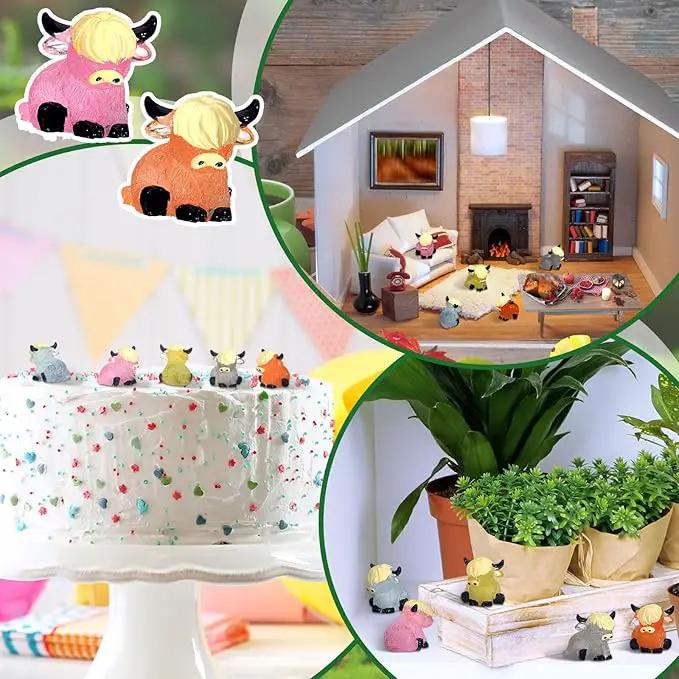 50 Pcs Luminous Mini Highland Cow Figurines Resin Miniature Highlandcow Statues Tiny Cows Miniatures Glow in The Dark for Dollhouse Micro Landscape DIY Home Outdoor Party Decor by GreenHaven Gardens