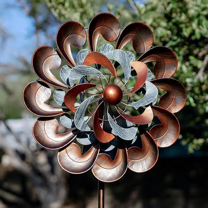 Wind Spinner Outdoor Garden Decor, Wind Spinners for Yard and Garden, 84 inch Copper Wind Sculptures & Spinners for Yard Decorations - Larger Spinners by GreenHaven Gardens