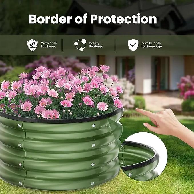 ZXZYHFTY Round Galvanized Raised Garden Bed kit,Green Outdoor Garden Raised Planter Box, Round Large Metal Raised Garden Beds for Vegetable 2 * 2 * 1ft 1 Pack by GreenHaven Gardens