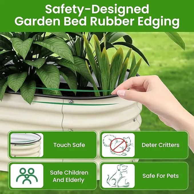 Raised Garden Beds 8 X 2 X 1.4Ft, Galvanized Raised Garden Beds Outdoor Planter Box for Vegetables, Gardening, Flowers, Fruits etc (Ivory) by GreenHaven Gardens
