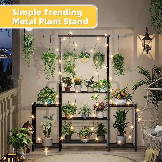 Simple Trending Plant Stand Indoor Outdoor, Metal 3 Tier Tall Hanging Plant Shelf for Multiple Flower Planter Large Heavy Duty Ladder Plant Holder for Garden, Black by GreenHaven Gardens