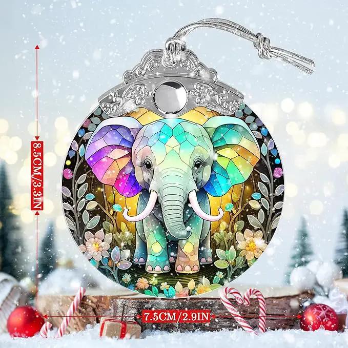 Stained Glass Suncatcher, Jocidea Elephant Ornament, Christmas Ornaments, Holidays Ornaments, Christmas Tree Decor, Elephant Decor for Home, Elephant Gifts by GreenHaven Gardens