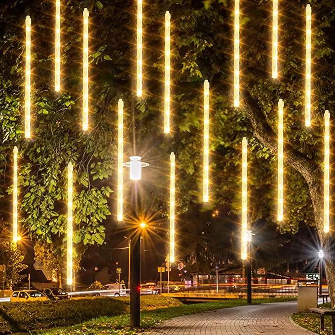 Dazzle Bright Christmas Lights Outdoor, 288LED Meteor Shower Rain Lights 12 Inch 8 Tubes, Waterproof Plug in Falling Icicle Lights Christmas Decorations for Xmas Tree Yard House Decor (Warm White) by GreenHaven Gardens